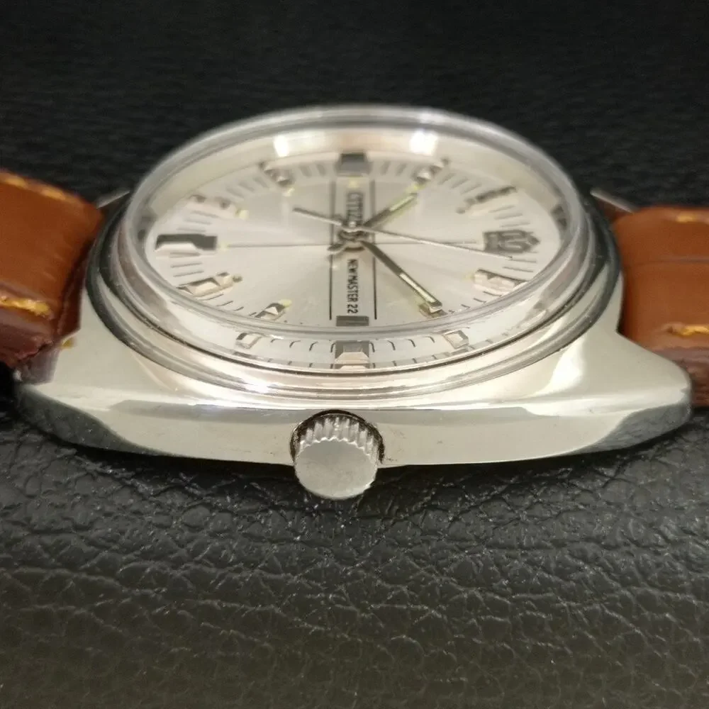 Vintage 1988 Citizen Manual Wound Mens Silver Watch & Silver accents